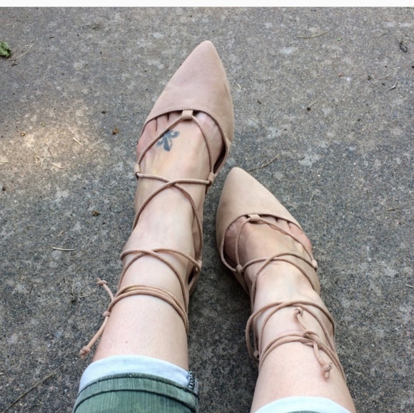 Gap Light blue suede lace up pointy flats - Picture 4 of 4